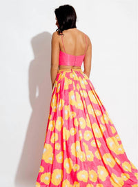 Rachel Allan - Floral Two-piece Mikado Prom Gown