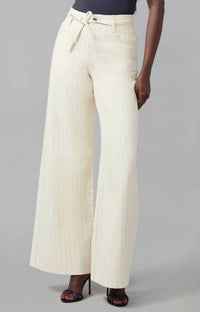 Lola Denim - Ultra Rise Wide Leg Pin Striped Jeans