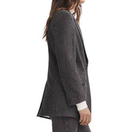Rag & Bone Women'sa Charles Italian Wool Blazer in grey stripe - women's jacket - detail view