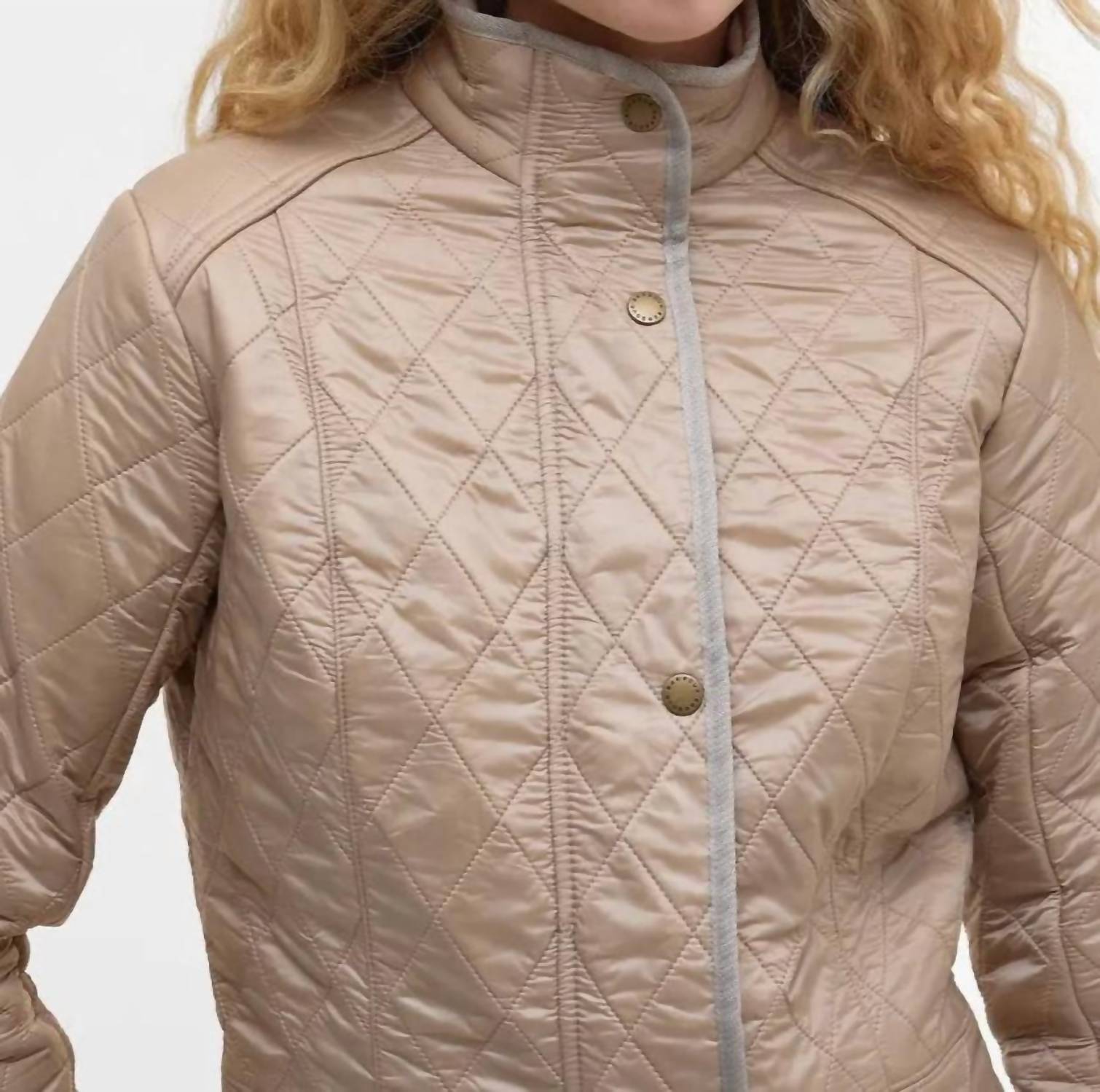 Barbour Cavalry Quilted Jacket in light fawn - women's jacket - alternate view