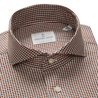 Emanuel Berg - MF Brown Check Cotton Crinkle Dress Shirt