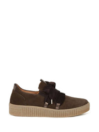 GABOR Women's Bow Suede Sneaker in brown - women's sneaker