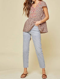 Andree By Unit - Leopard Embroidered Peplum Top