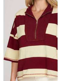She + Sky - Striped Knit Boxy Top