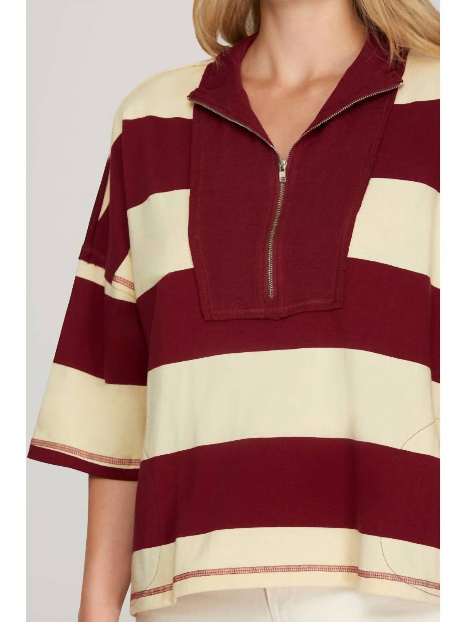 She + Sky - Striped Knit Boxy Top