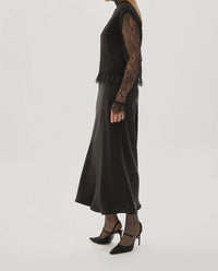 Exquise - Regular Drawstring Satin Midi Skirt