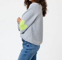 KERRI ROSENTHAL Women's Ricki Imperfect Heart Sweater in dark heather gray - women's sweater - alternate view