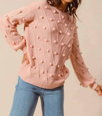 So Me - Pom Pom Textured Knit Sweater Top