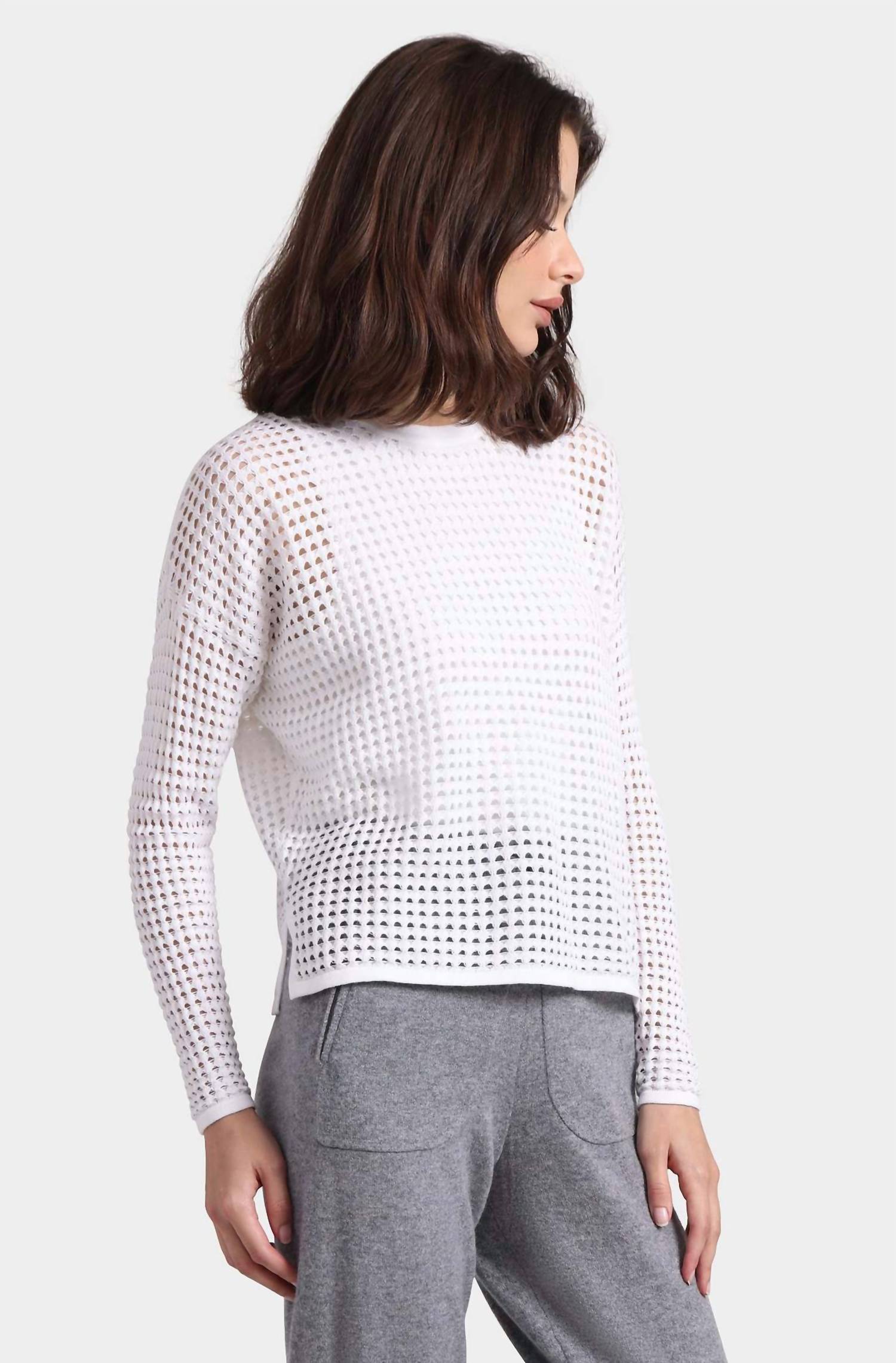 Minnie Rose - Cotton Cashmere Open Stitch Pullover Top