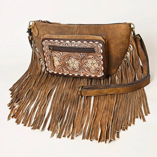 American Darling - Tooled Leather Fringe Crossbody Bag