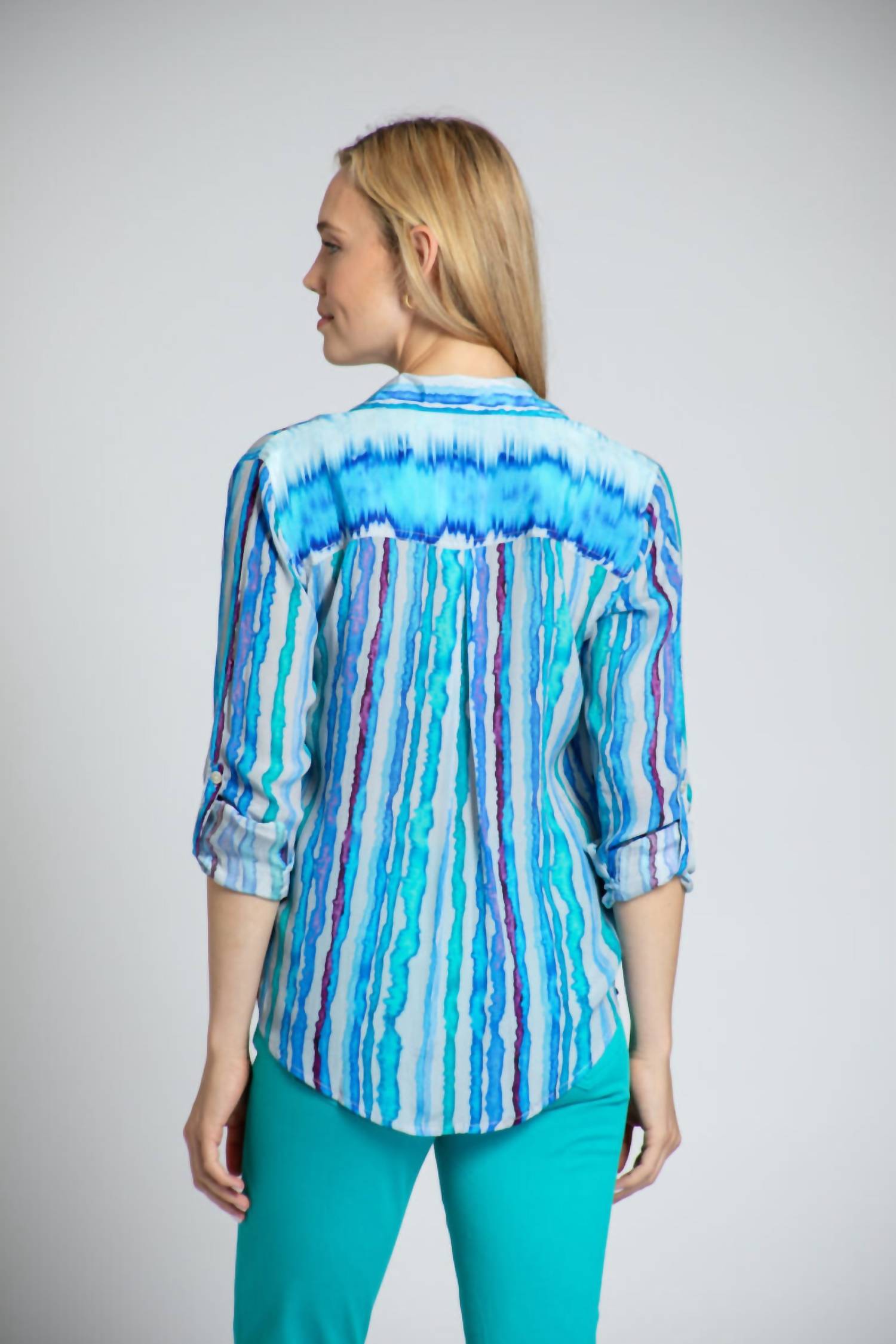 Apny - Roll Sleeve Button Up Top