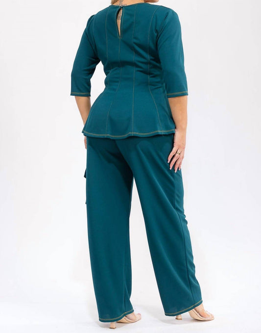 Karen T Design - Peplum Top And Pants Set
