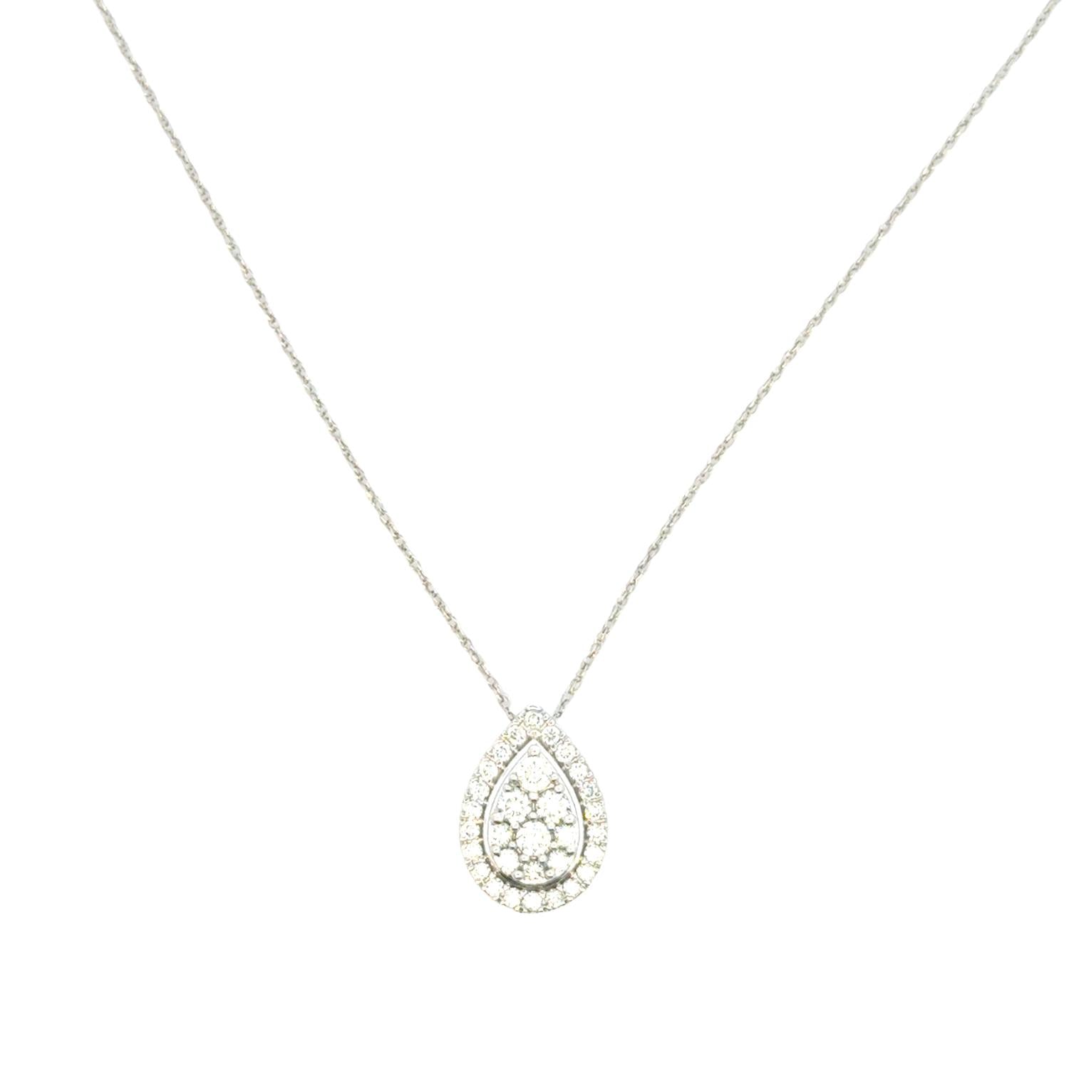 Aamiaa - 0.53 Carat Natural Diamond Pear Halo Cluster Pendant