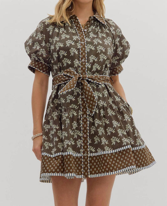 Entro - Belted Contrast Floral Mini Dress