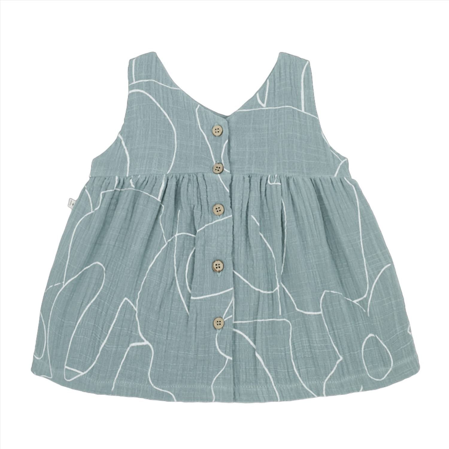 One More In the Family Girl's Camelia Dress in the family girl s camelia dress in shark - kids' dress - detail view