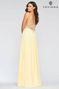 FAVIANA Beaded Bodice Full Skirt Dress in buttercream - women's dress - alternate view