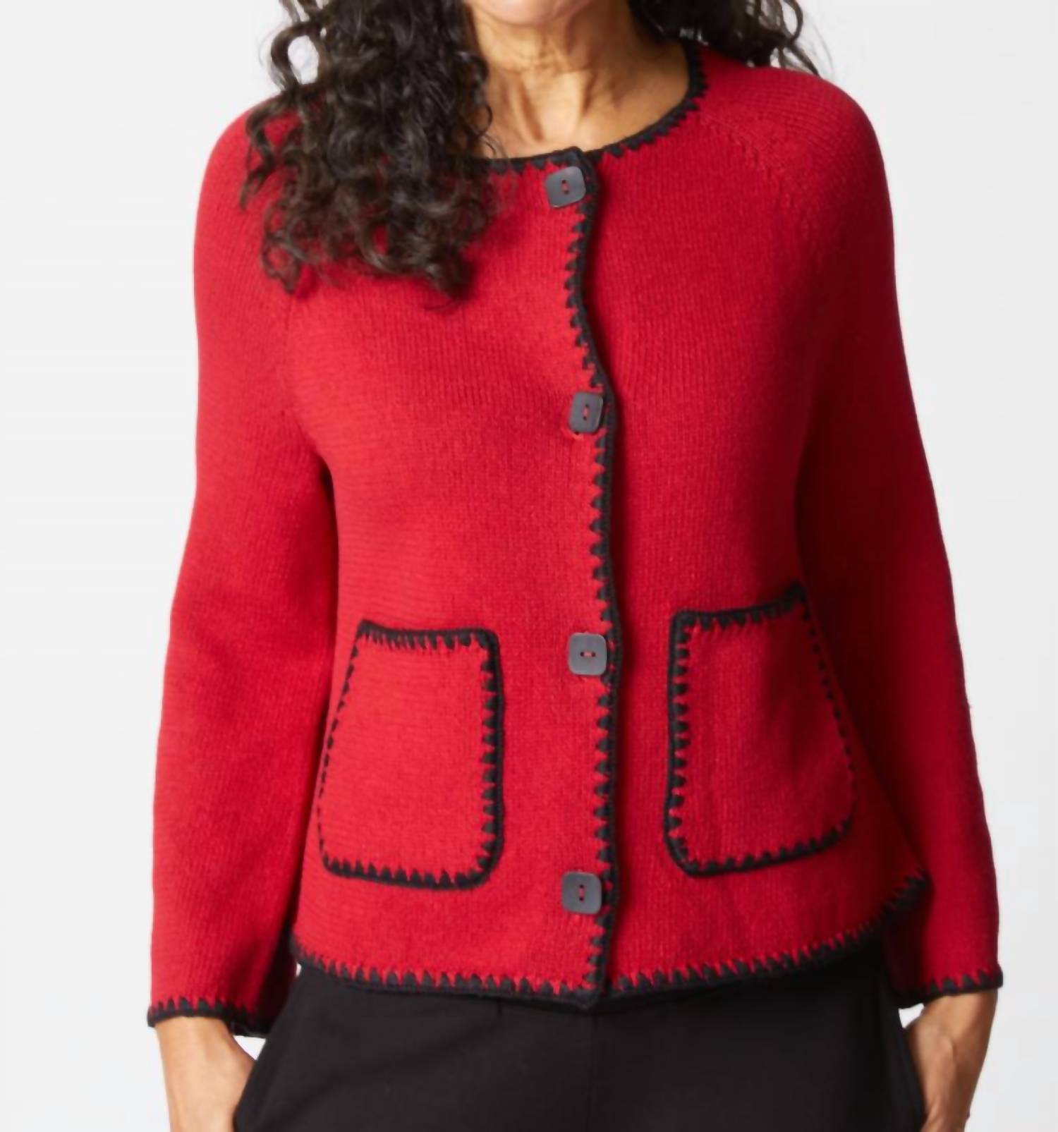 habitat Contrast Stitch Cardigan in red - women's cardigan