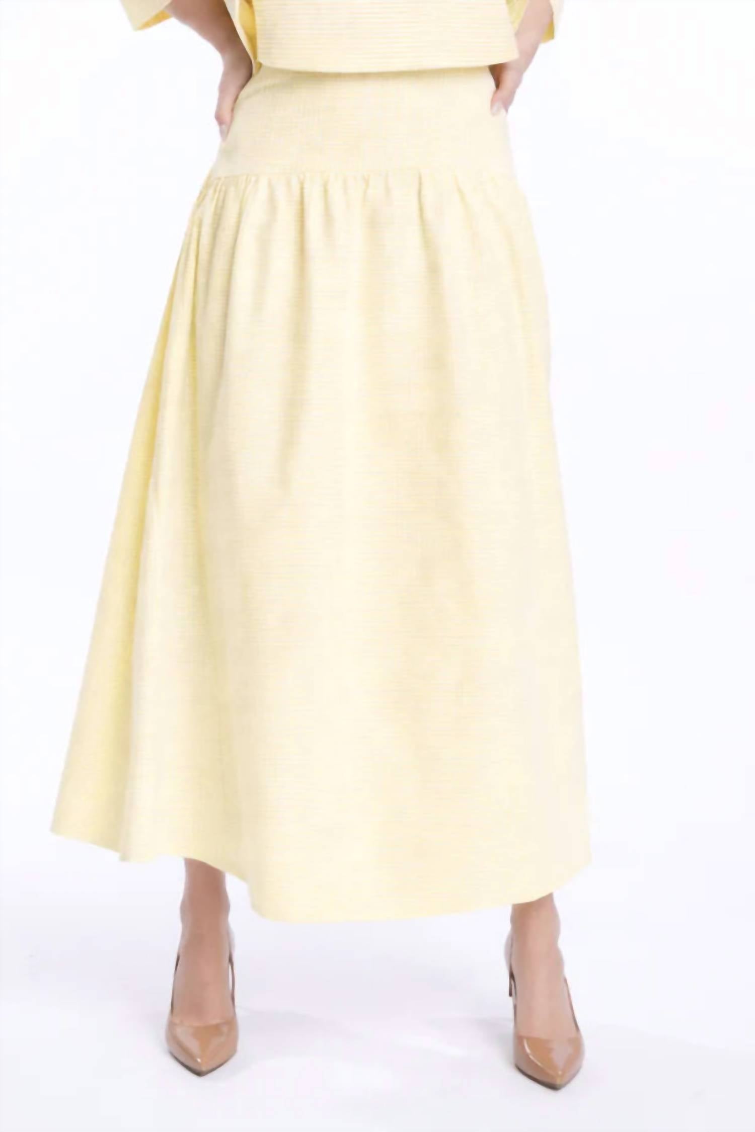 The Burgess Collection Lauren Seersucker Midi Skirt in white sun - women's skirt