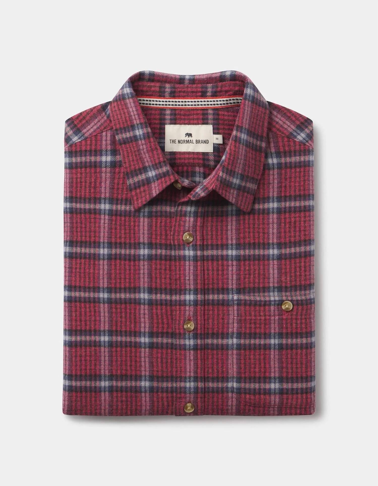 The Normal Brand Hudson Double Brushed Flannel Shirt in mineral red plaid - men's shirt - view 6
