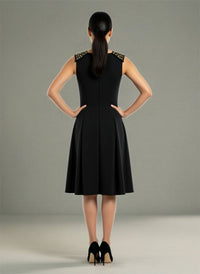 Nue By Shani - Built In Shapewear Embellished Sleeve Dress