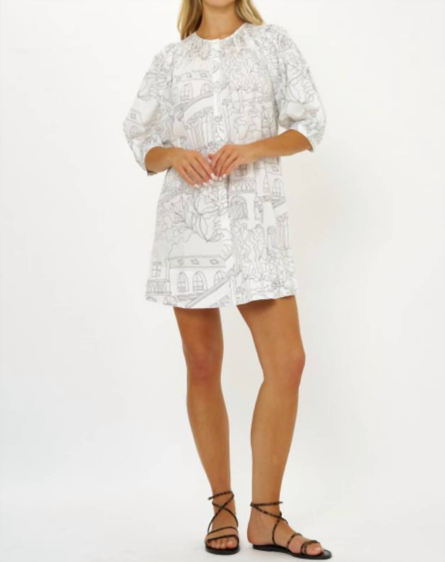 Oliphant - Embroidered Button Mini Dress