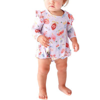 Posh Peanut - Girl's Long Sleeve Ruffled Bubble Romper