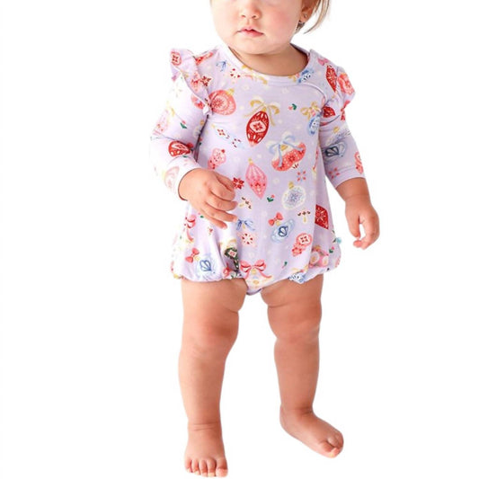 Posh Peanut - Girl's Long Sleeve Ruffled Bubble Romper