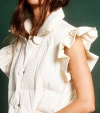 Bucketlist - Ruffle Sleeve Crop Down Vest