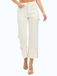 Risen - High Rise Wide Cuffed Pocket Detail Pants