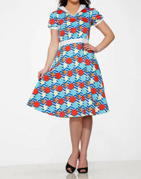 Orchid Bloom - Stripe And Dot Swing Dress