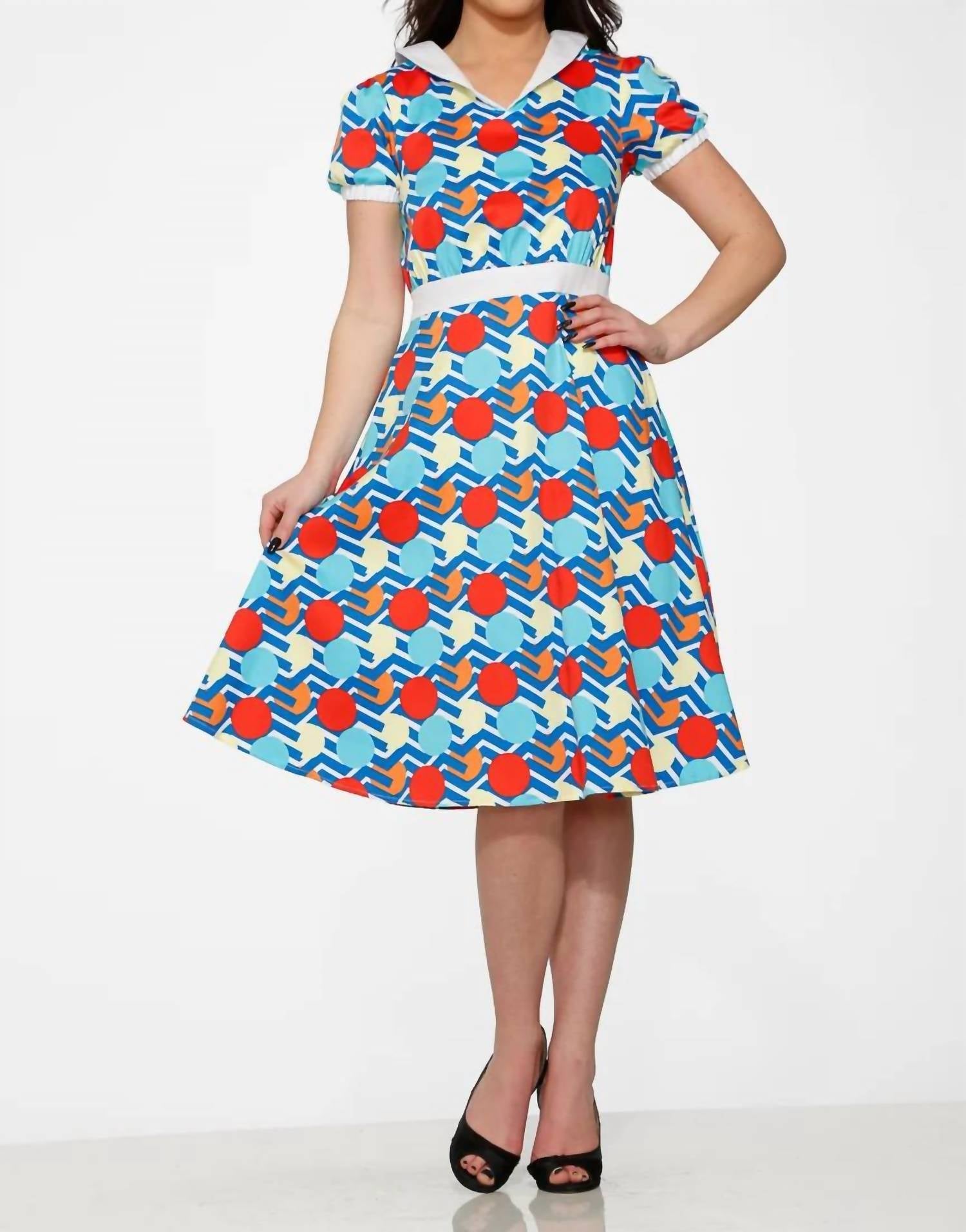 Orchid Bloom - Stripe And Dot Swing Dress