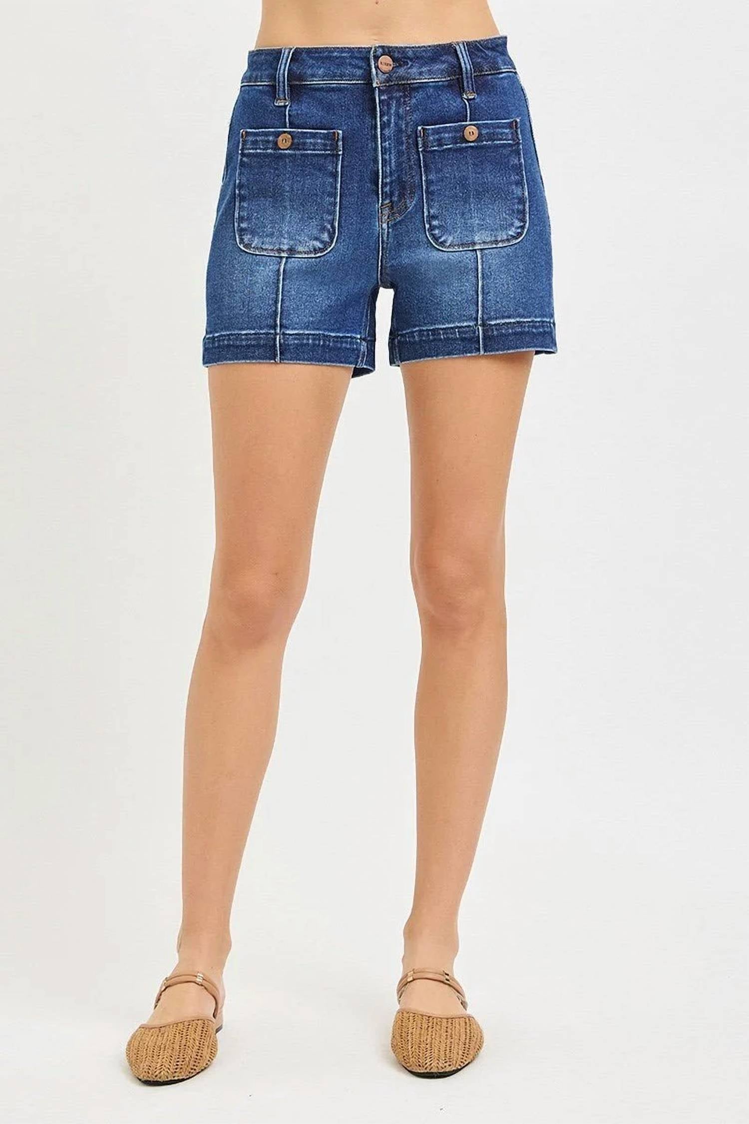 Risen - Rizza Patch Pocket Denim Shorts