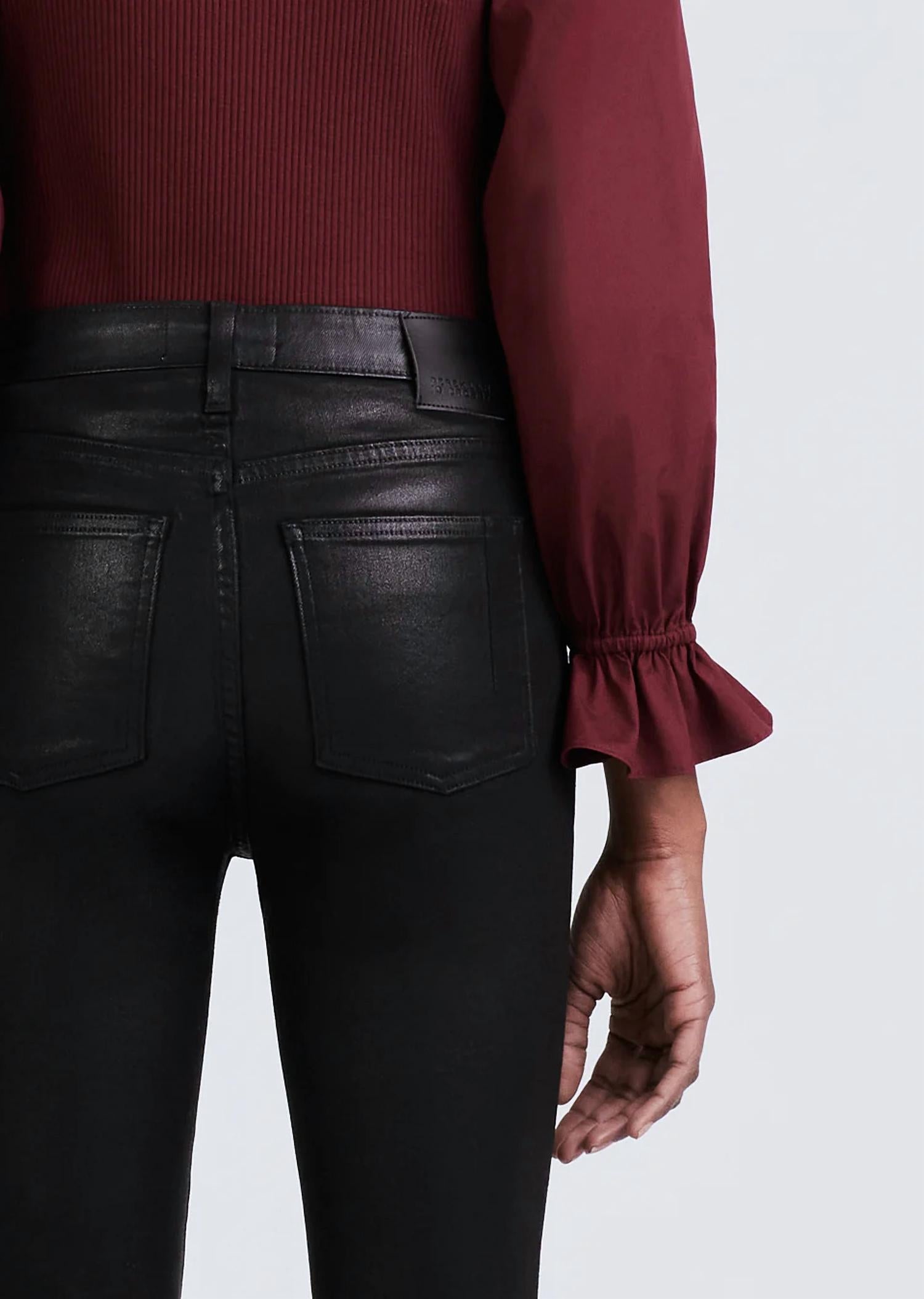 Derek Lam 10 Crosby Kyle High Rise Skinny Legging in coated black - women's jeans - alternate view