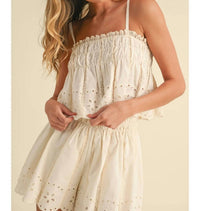 Klesis - Embroidered Cami and Shorts Set with Lace Trim