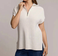 Hinson Wu Brooke Sleeveless Sweater Vest in pearl white - women's sweater - detail view