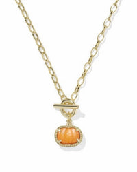 Kendra Scott Women's Pumpkin Link And Chain Necklace in gold orange mother of pearl 2 - women's jewelry