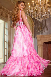 Jovani - Floral Print Corset Prom Dress