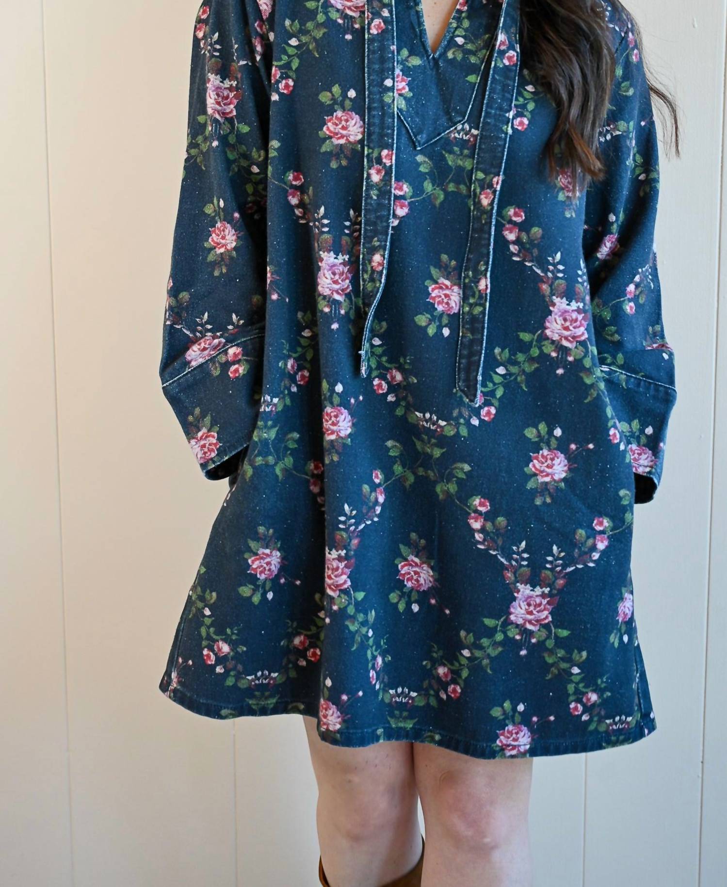 Raisonnel Congress Ave Floral Denim Dress in blue - women's dress