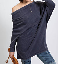 Little Secret Of Mine - Asymmetric Oversized Off-shoulder Tunic