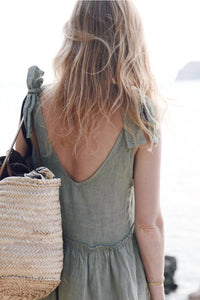 Beachwood Baby - Summer Backless Loose Ruffled Hem Maxi Dress