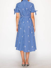 Meet Me In Santorini - Gingham Midi Dress