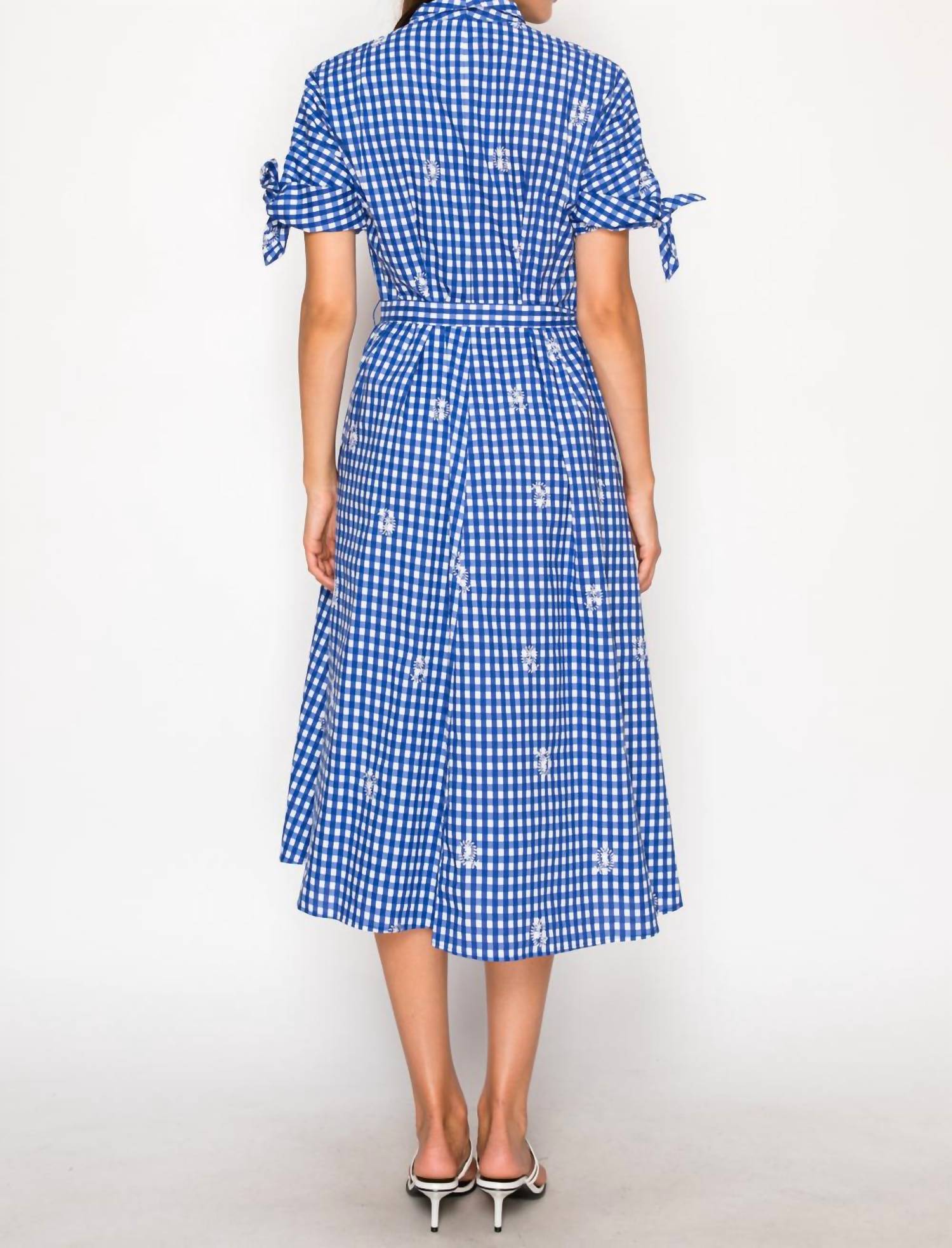 Meet Me In Santorini - Gingham Midi Dress