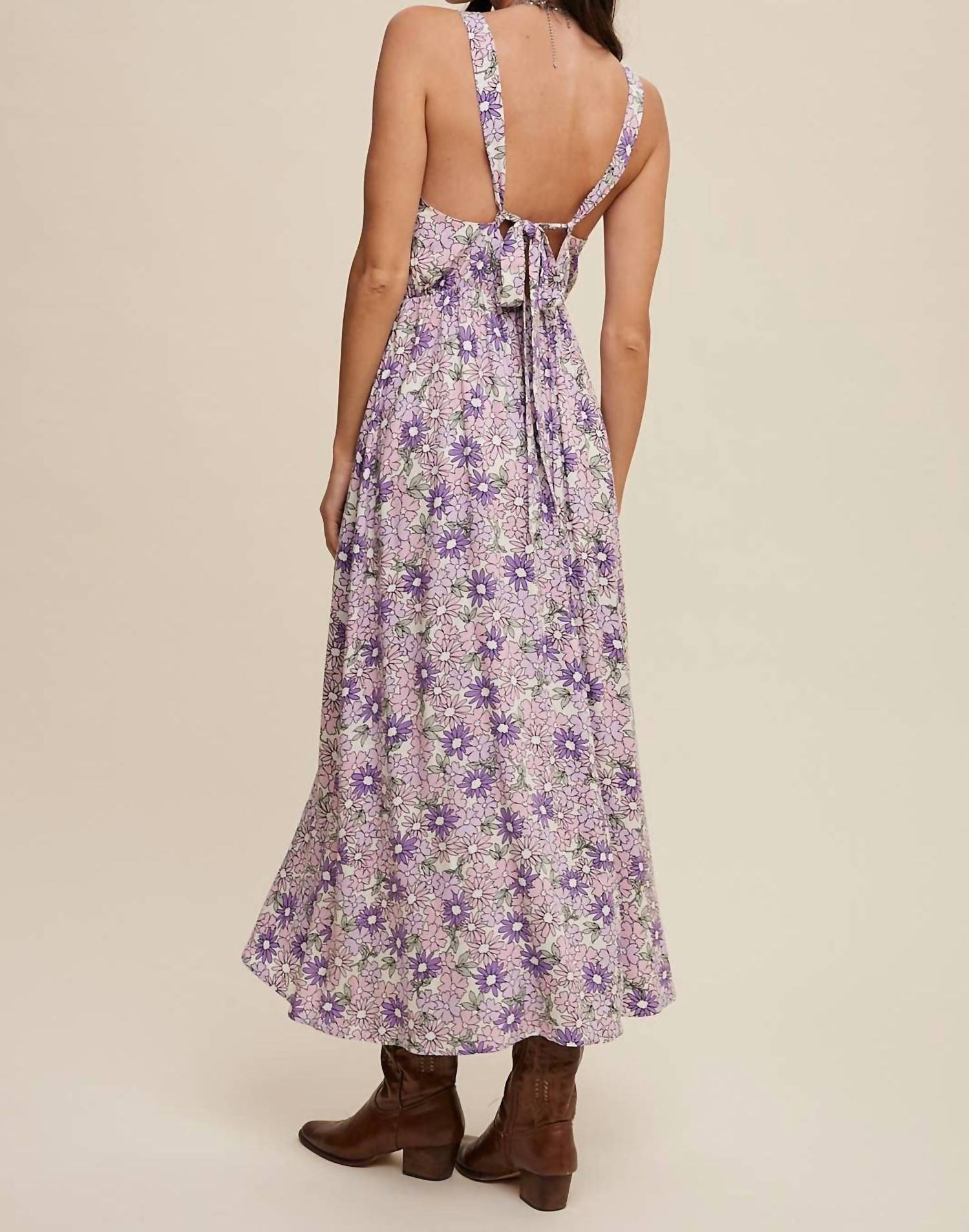 Listicle - Floral Lace Trim Maxi Dress