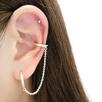 Kikichic - Women's Cubic Zirconia Diamond Chain Ear Cuff With Hoop Earrings