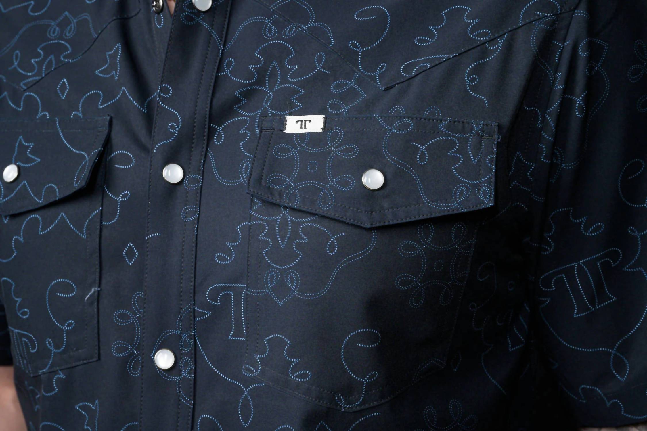 Ferrell Carson Short Sleeve Snap Shirt in black - men's shirt - alternate view