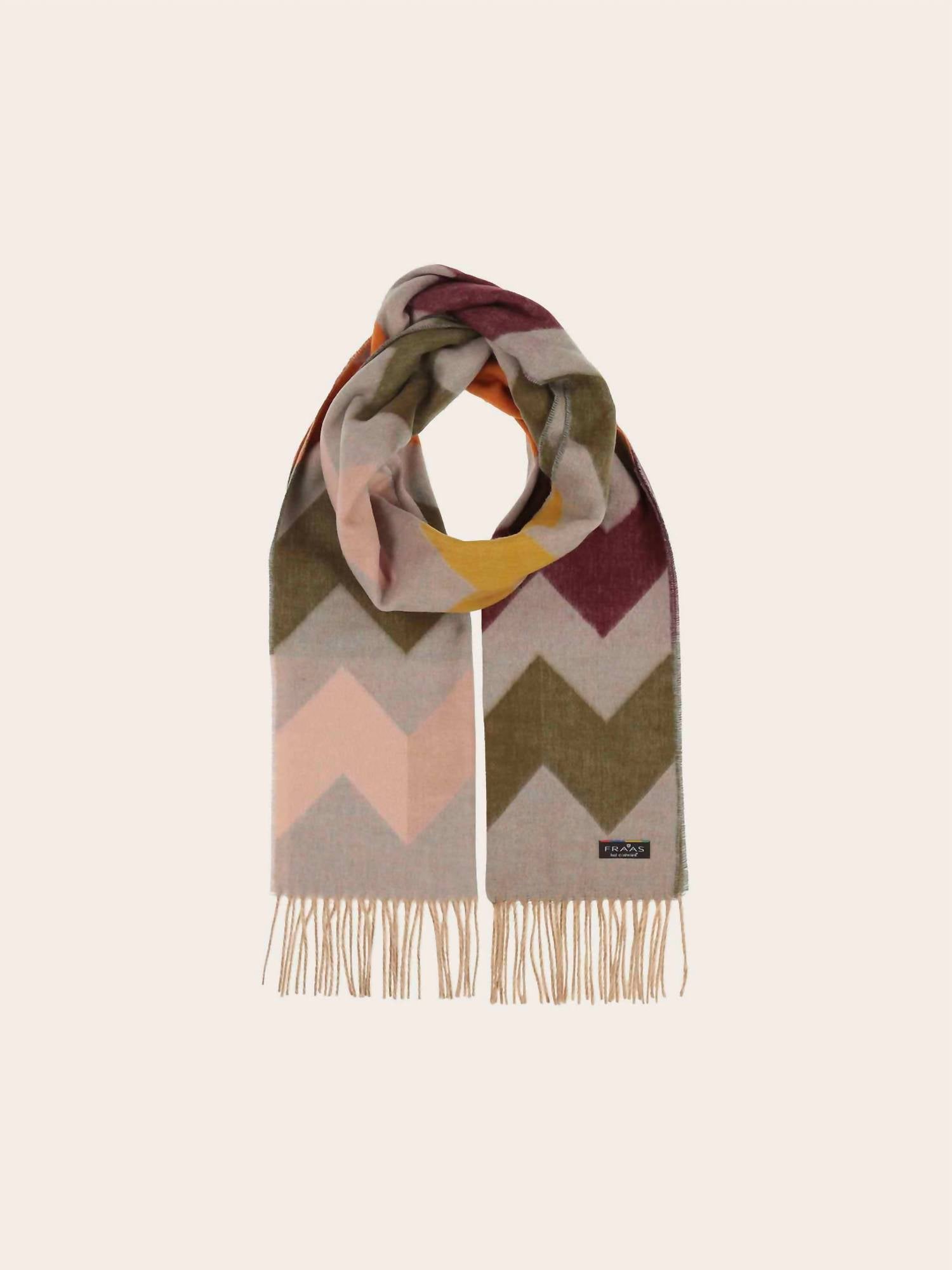 V. FRAAS Women's Exploded Zig Zag Cashmink Scarf in true blue - women's scarf