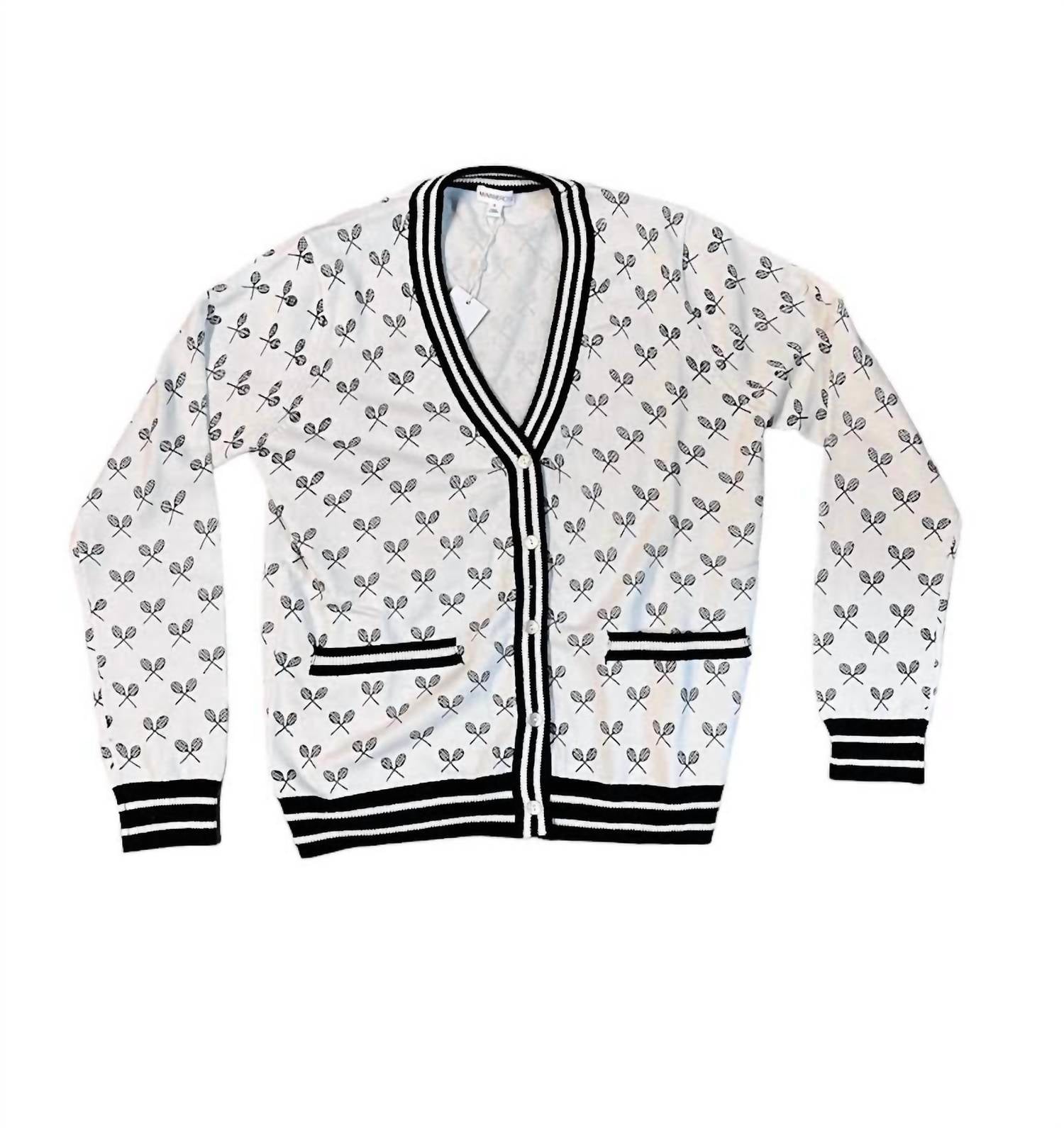 Minnie Rose - Cotton Cashmere Sport Print Cardigan