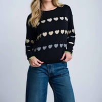 LISA TODD Women's Love Track Sweater in black - women's sweater - detail view