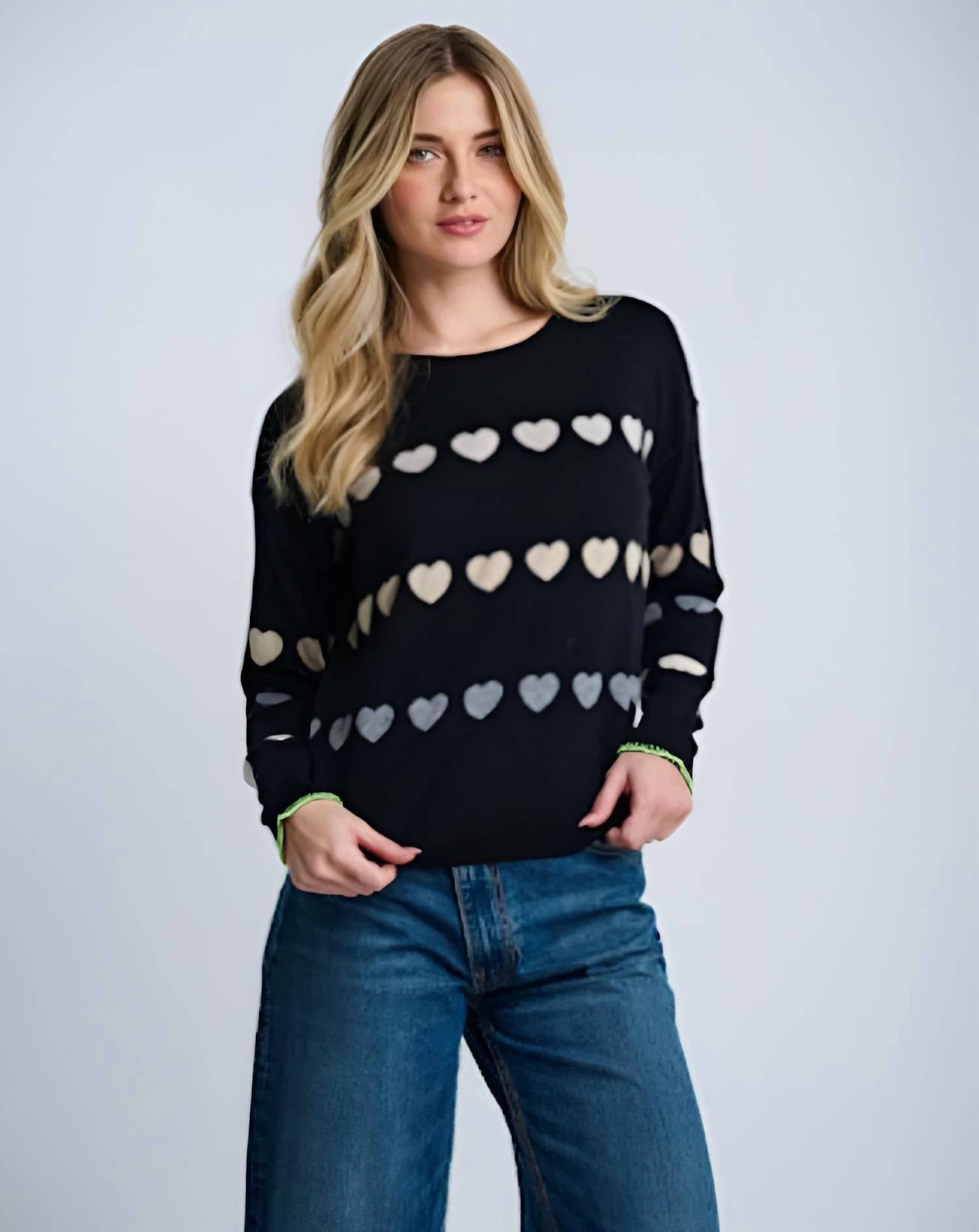 LISA TODD Women's Love Track Sweater in black - women's sweater - alternate view
