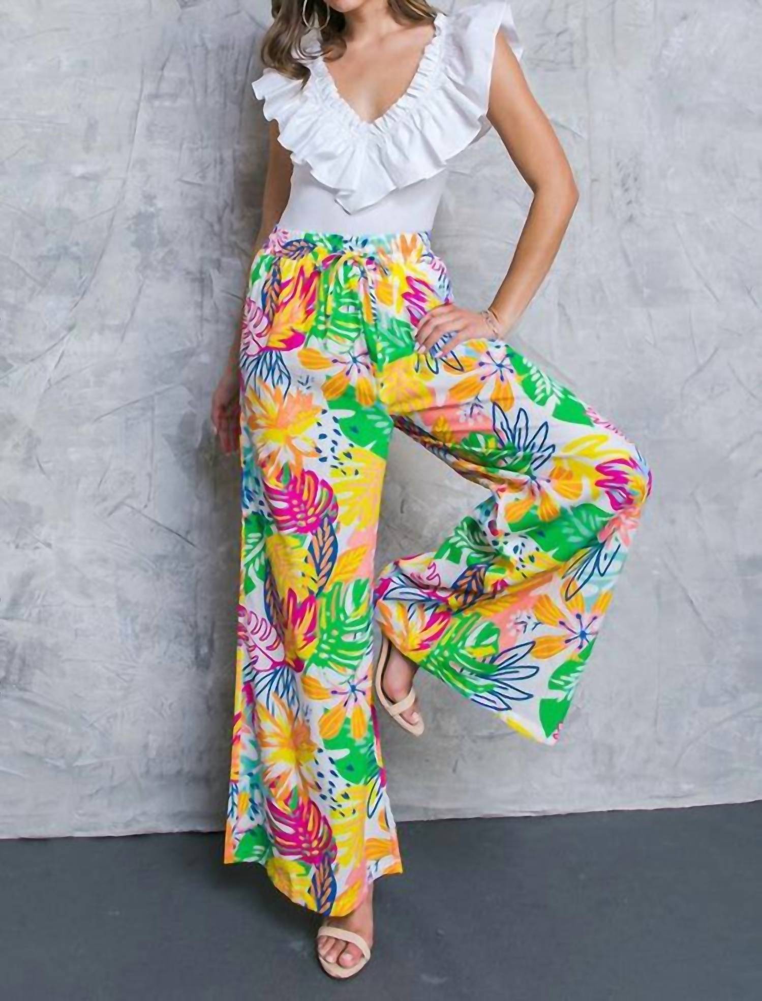 Flying Tomato - Deco Jungle Drawstring Pant